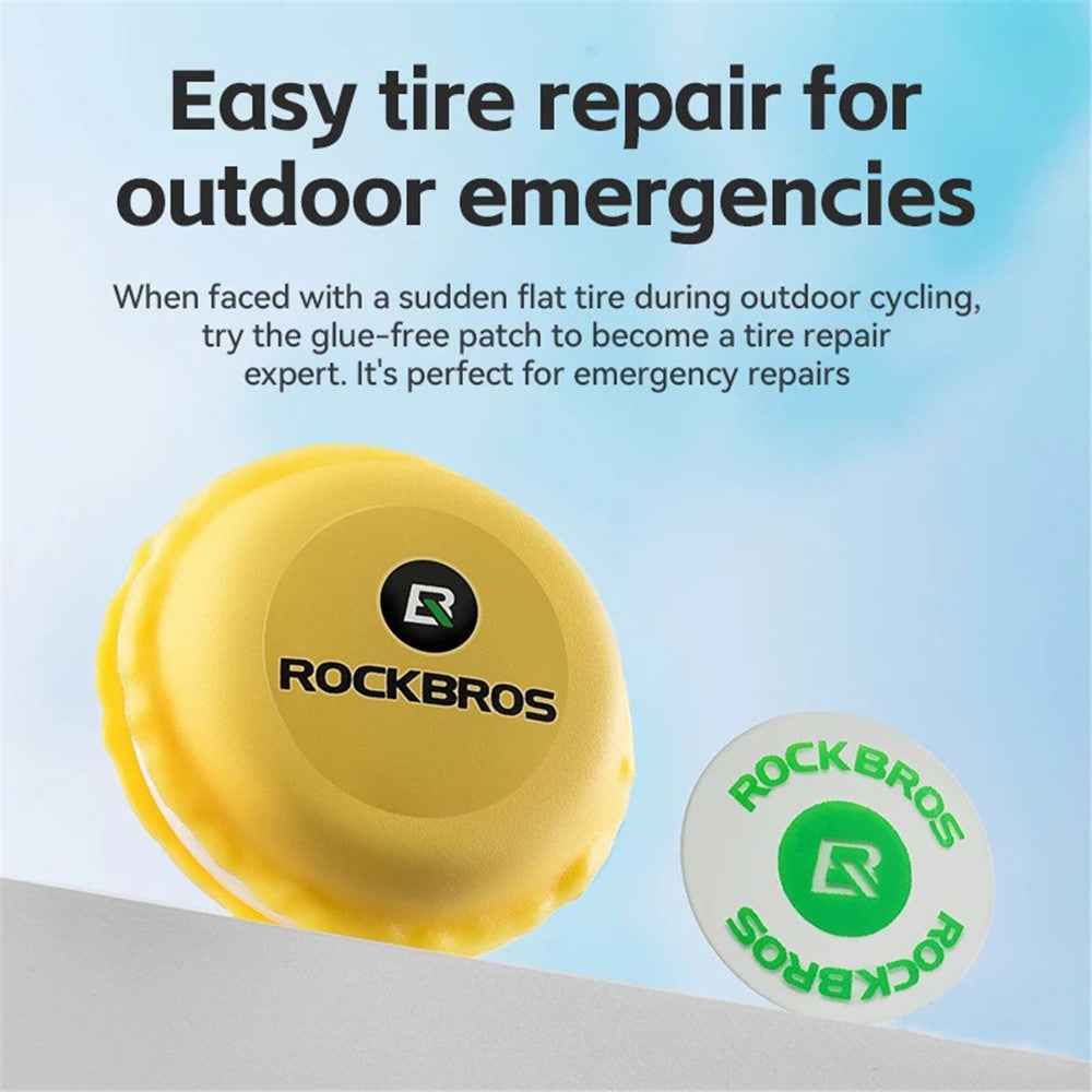 ROCKBROS 6Pcs Bicycle Inner Tire Patch Repair Kit No-glue Adhesive Quick Dry Repair Tool Set - Yellow
