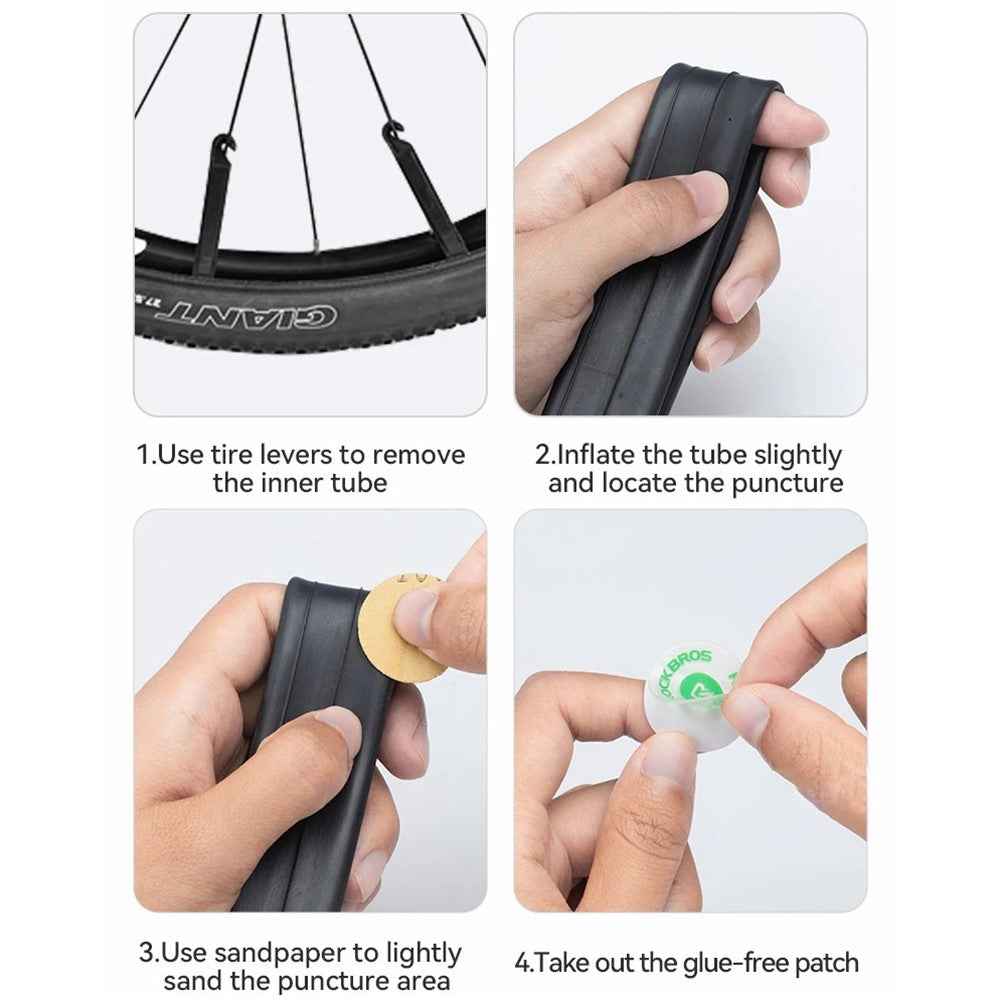 ROCKBROS 6Pcs Bicycle Inner Tire Patch Repair Kit No-glue Adhesive Quick Dry Repair Tool Set - Orange