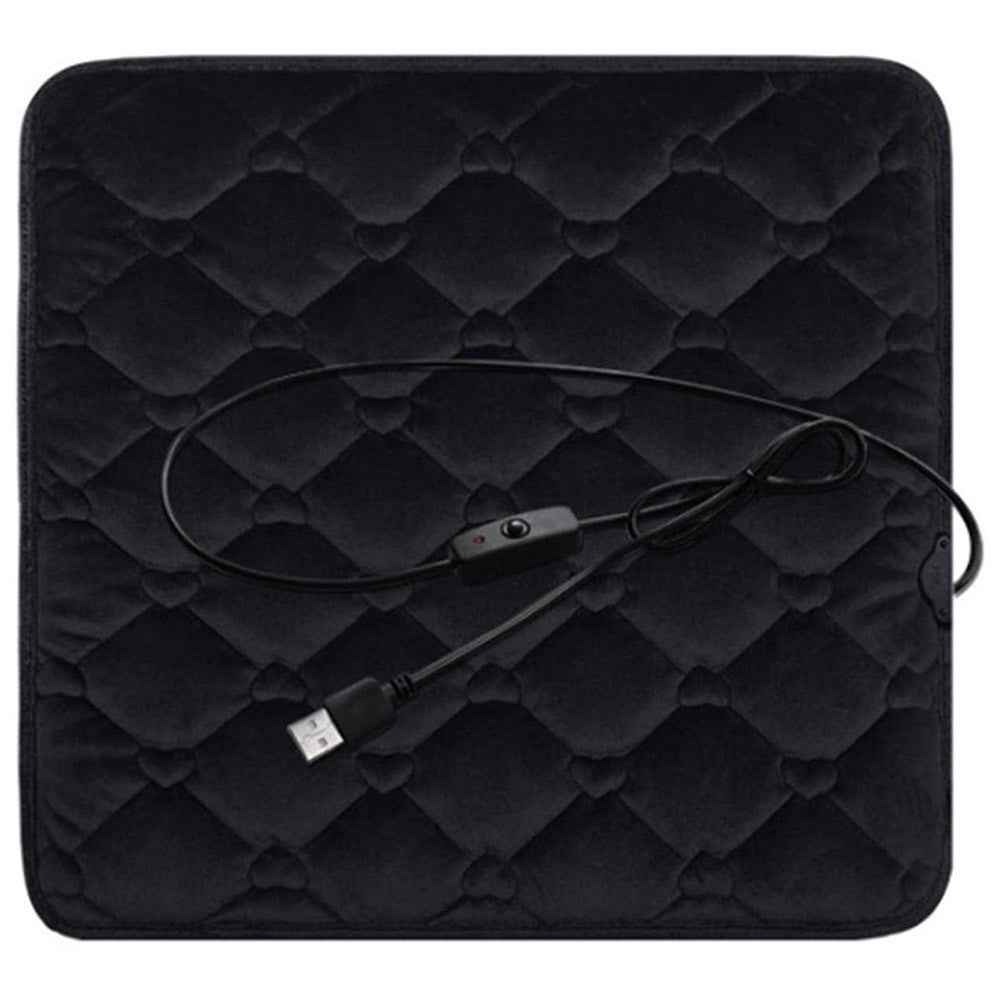 12V Mechanical Switch USB Electric Heating Car Seat Cushion Warm Winter Seat Heater Mat - Black