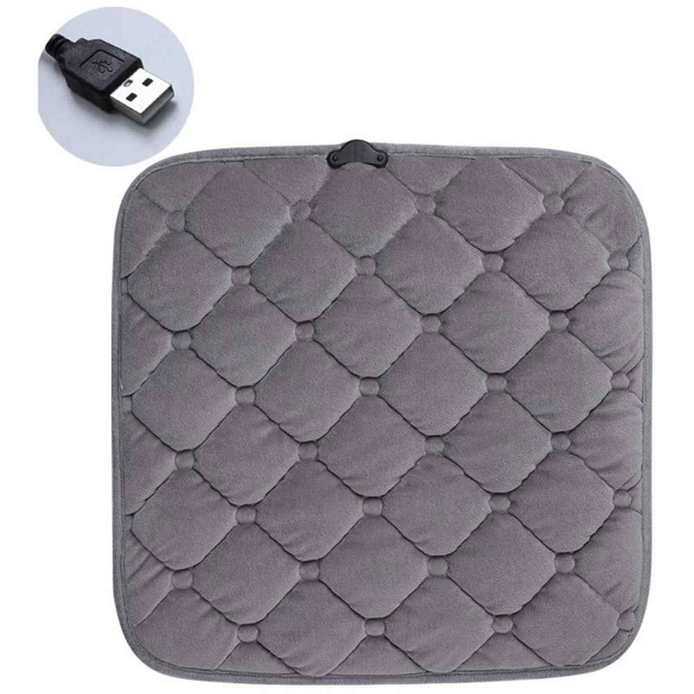12V Mechanical Switch USB Electric Heating Car Seat Cushion Warm Winter Seat Heater Mat - Grey
