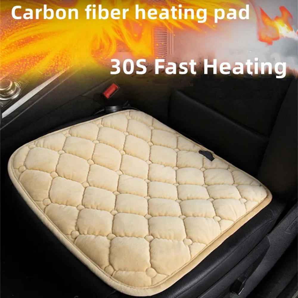 12V Mechanical Switch USB Electric Heating Car Seat Cushion Warm Winter Seat Heater Mat - Beige