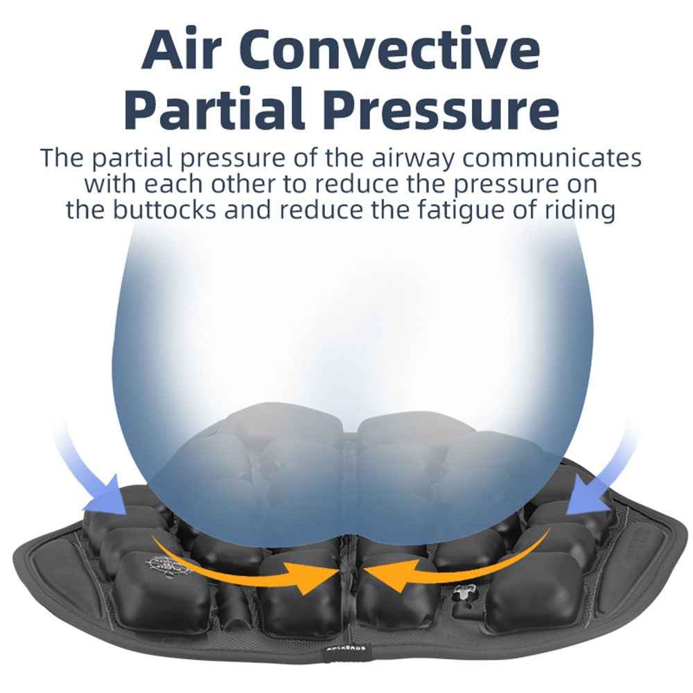 ROCKBROS Inflatable Seat Cushion Air Fillable Cooling Down Air Seat Pad Pressure Relief Ride Touring Saddle Cover for Motorcycle Scooter