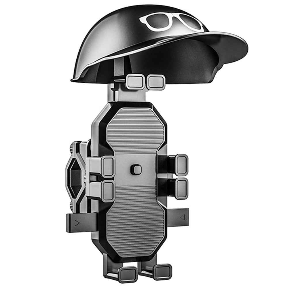 HL-M28 Nylon+ABS Motorcycle Phone Mount Holder Cell Phone Bike Holder with Helmet Shaped Sun Visor - For Handlebar