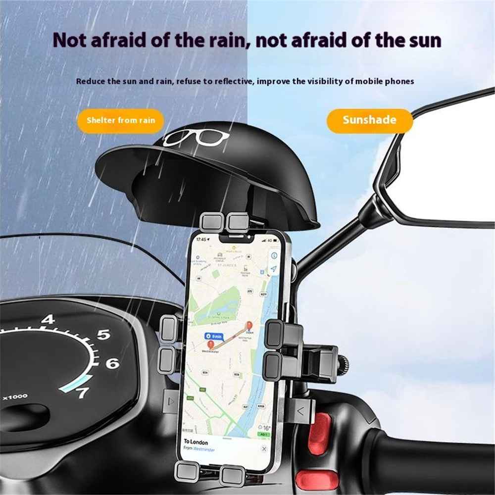 HL-M28 Nylon+ABS Motorcycle Phone Mount Holder Cell Phone Bike Holder with Helmet Shaped Sun Visor - For Handlebar