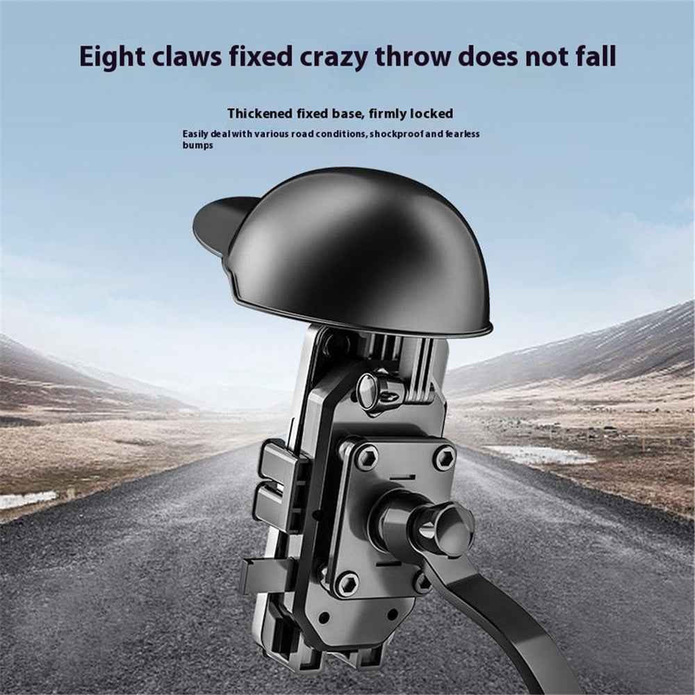 HL-M28 Nylon+ABS Motorcycle Phone Mount Holder Cell Phone Bike Holder with Helmet Shaped Sun Visor - For Rearview Mirror