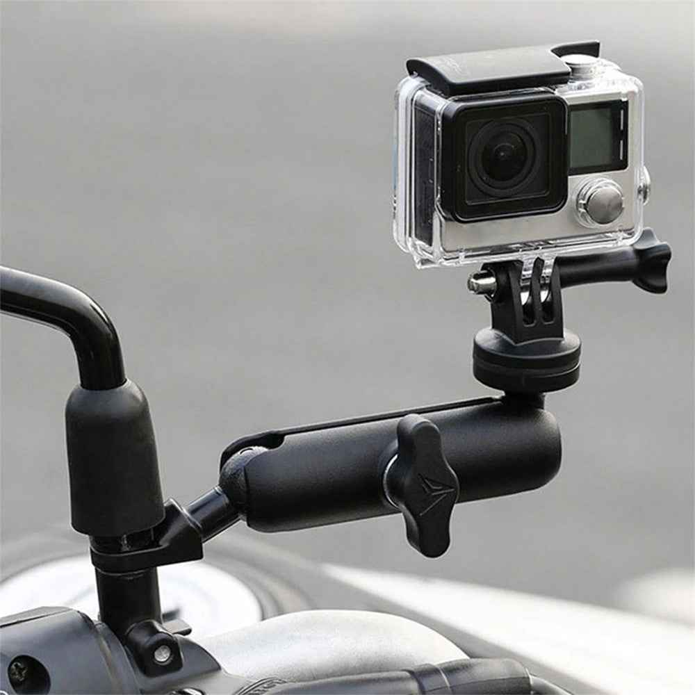 For GoPro 11 / 10  / Insta360 One R Motorcycle Sports Camera Mount Holder Adjustable Support Stand - Rearview Mirror Mount
