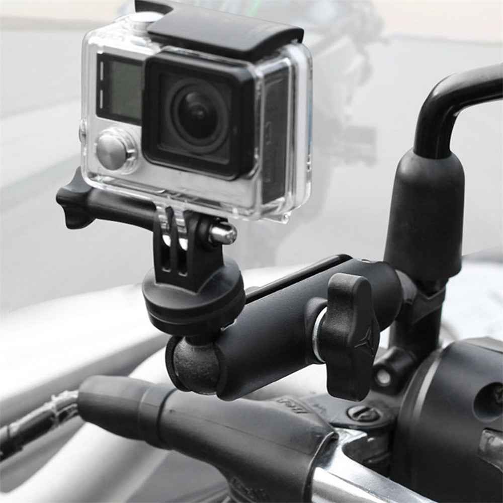 For GoPro 11 / 10  / Insta360 One R Motorcycle Sports Camera Mount Holder Adjustable Support Stand - Rearview Mirror Mount