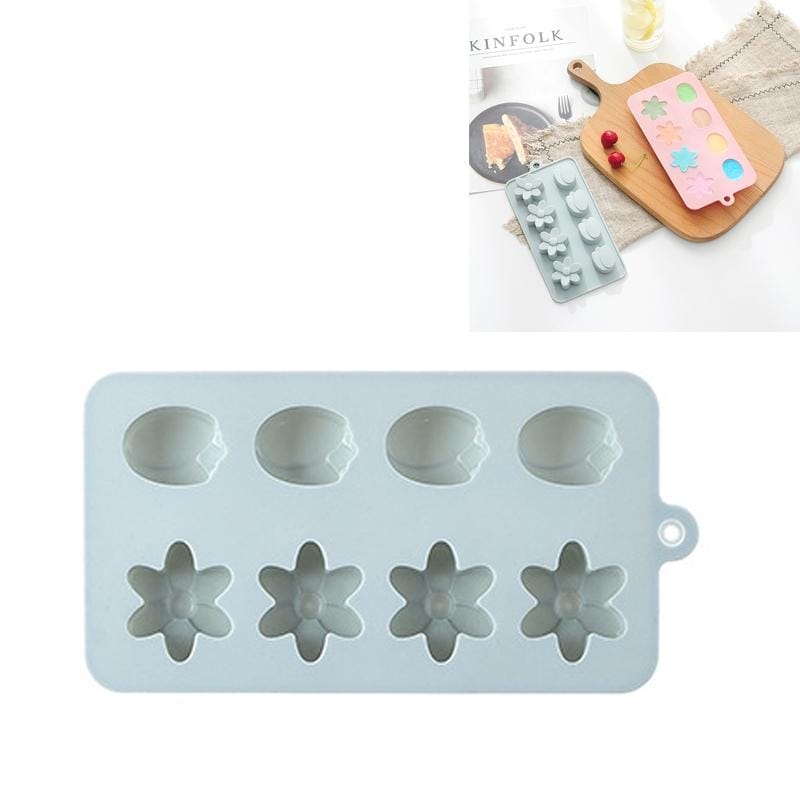 6 PCS Silicone Flower Shaped Ice Tray Mold Tulip Chocolate Candy Mold (Blue)