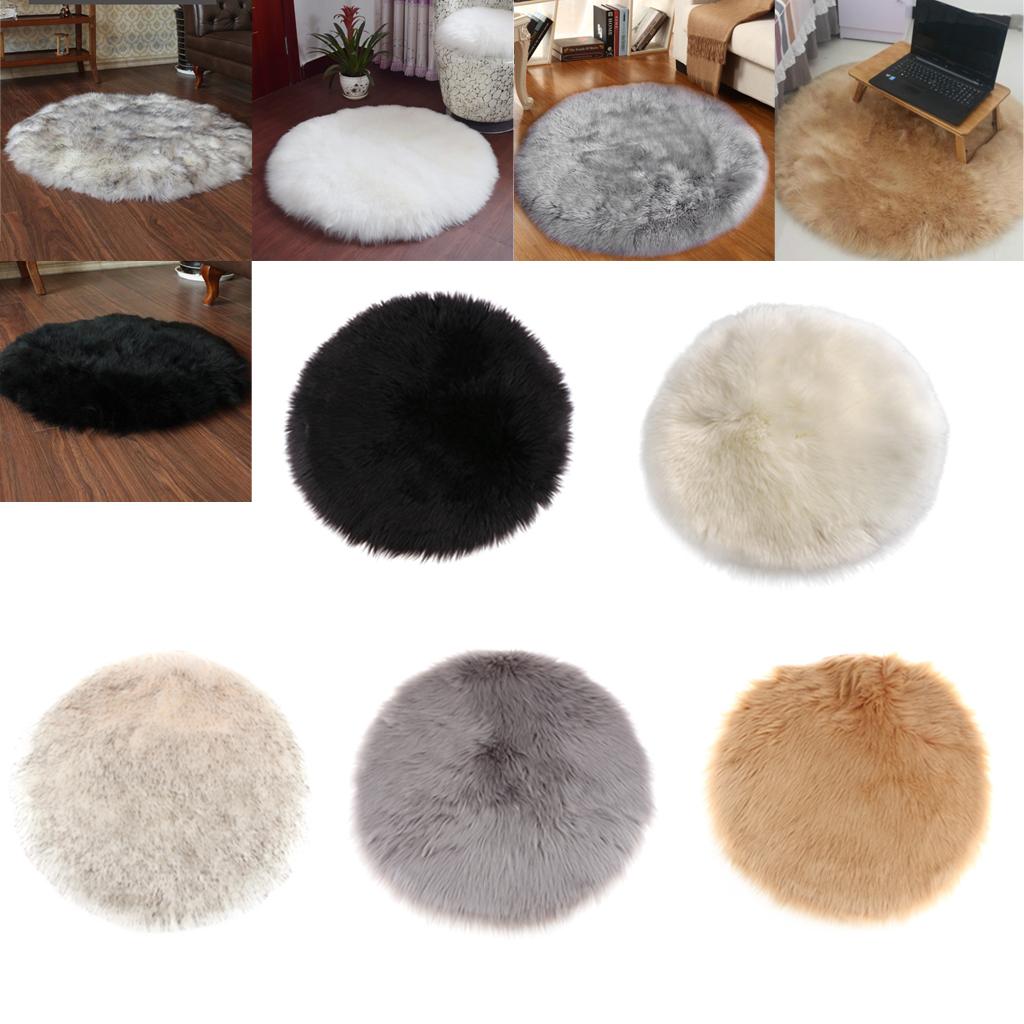 2pcs Artificial Sheepskin Rug Home Floor Carpet Seat Cushion Grey