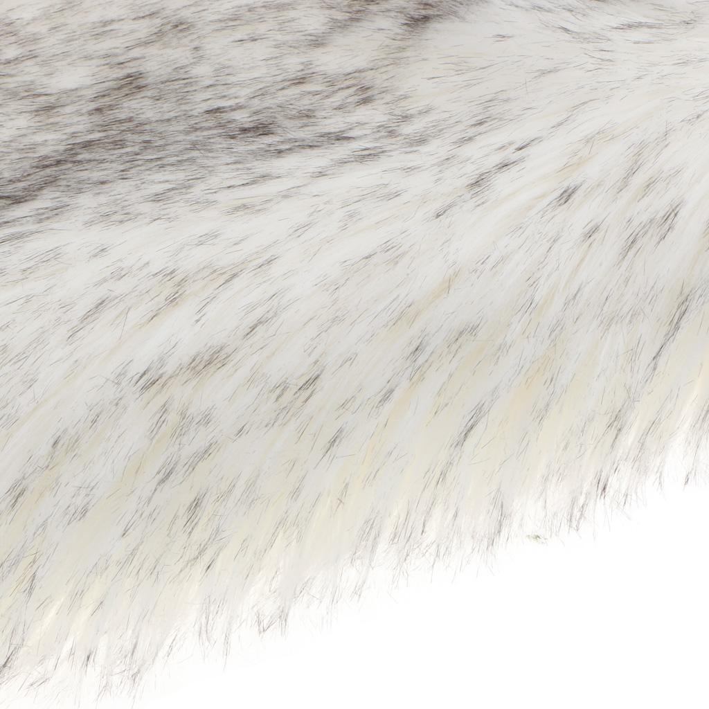 2pcs Artificial Sheepskin Rug Home Floor Carpet Seat Cushion White+Grey