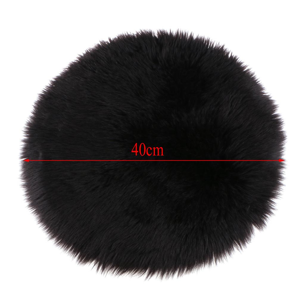 2pcs Artificial Sheepskin Rug Home Floor Carpet Seat Cushion Black
