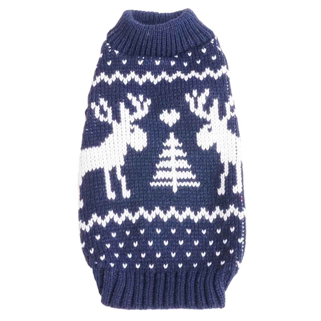 2 Colors Pet Breahable Knitted Sweater Winter Keep Warm Apparel Outfit L Blue