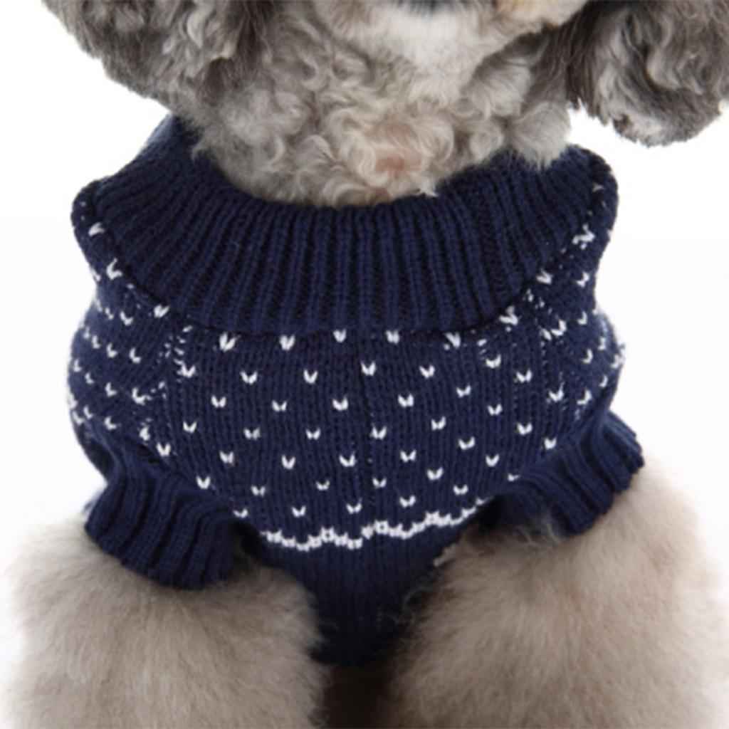 2 Colors Pet Breahable Knitted Sweater Winter Keep Warm Apparel Outfit L Blue