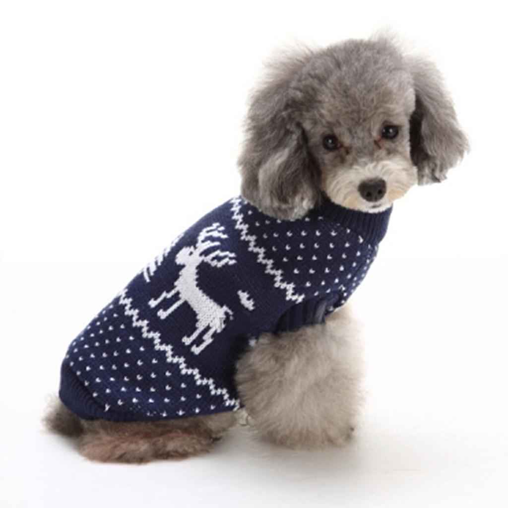 2 Colors Pet Breahable Knitted Sweater Winter Keep Warm Apparel Outfit L Blue