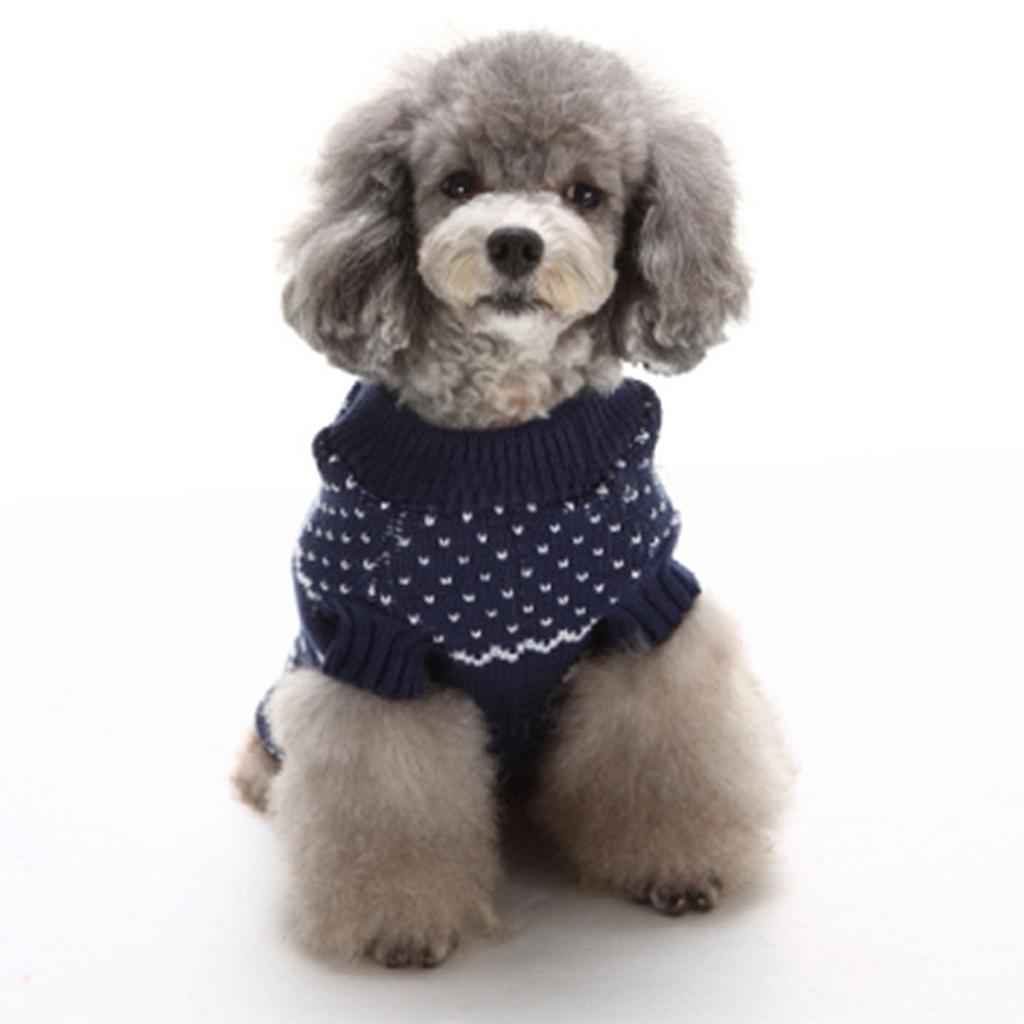 2 Colors Pet Breahable Knitted Sweater Winter Keep Warm Apparel Outfit L Blue