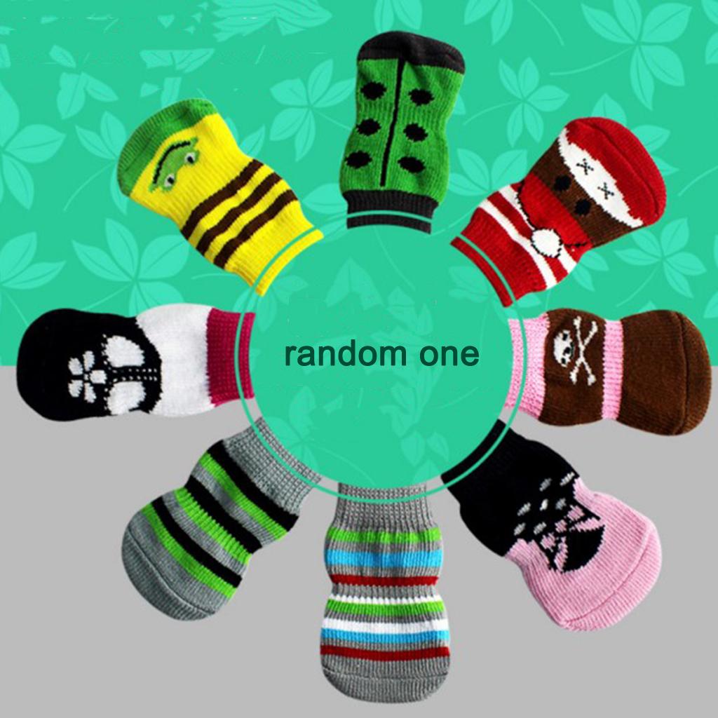 2 Set 4 Anti-slip Dog Socks Shoes Boots Warm Cotton Socks Paw Protectors M,L