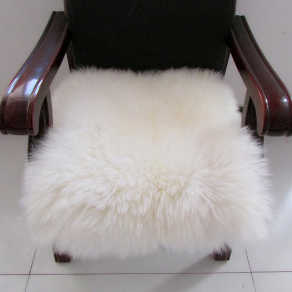 2Pieces 45x45cm Artificial Wool Home Floor Carpet Soft Seat Cushion