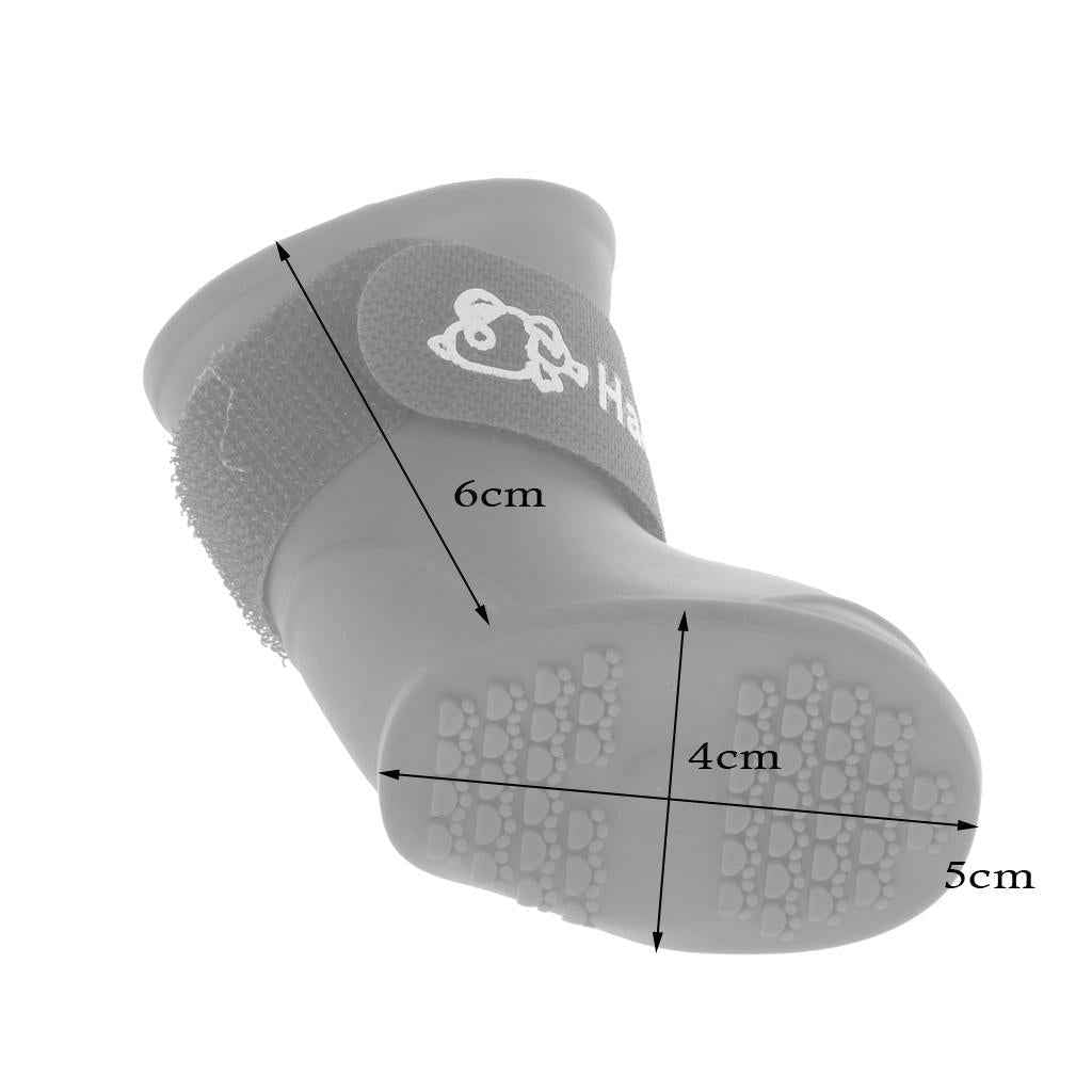4 Waterproof Dog Puppy Cat Rubber Pet Rain Boots Anti-Slip Shoes  Red_M