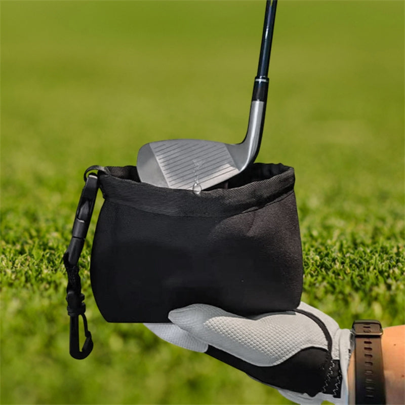 Golf Club Ball Waterproof Cleaning Bag Golf Club Groove Cleaner with Detachable Buckle - Black