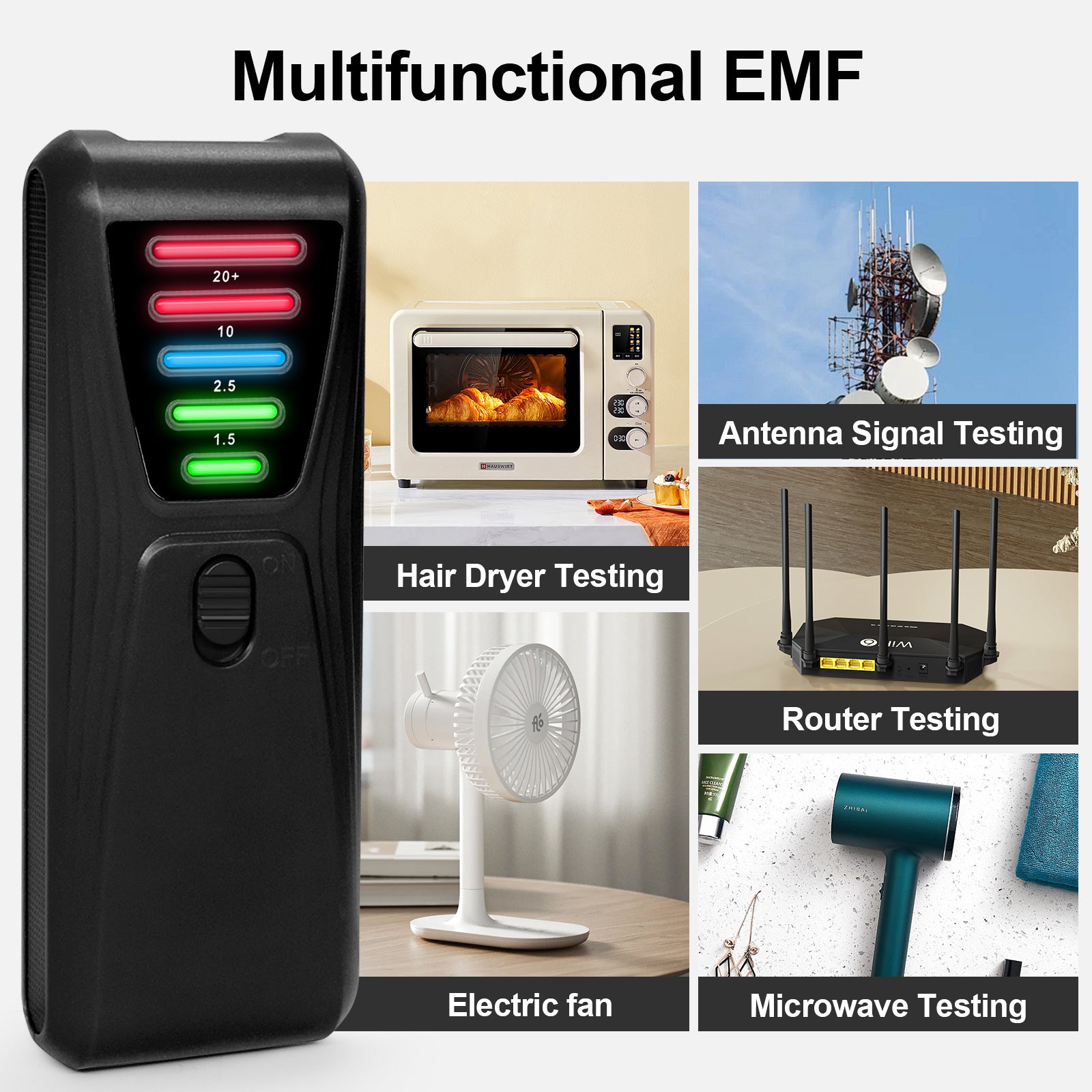 FS-2 Electric Magnetic Field Radiation Tester Portable 5 LED EMF Meter Detector - Black