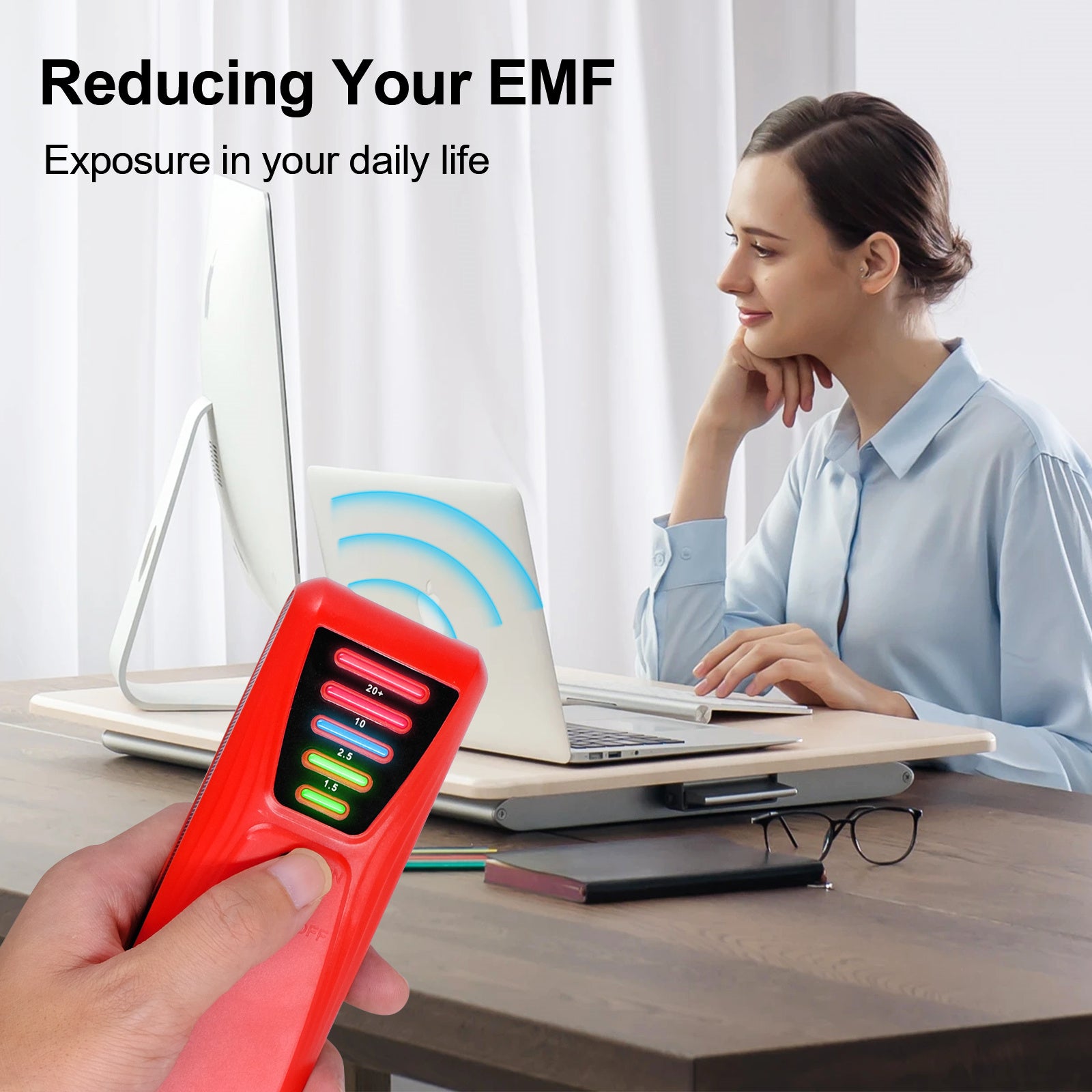 FS-2 Electric Magnetic Field Radiation Tester Portable 5 LED EMF Meter Detector - Red