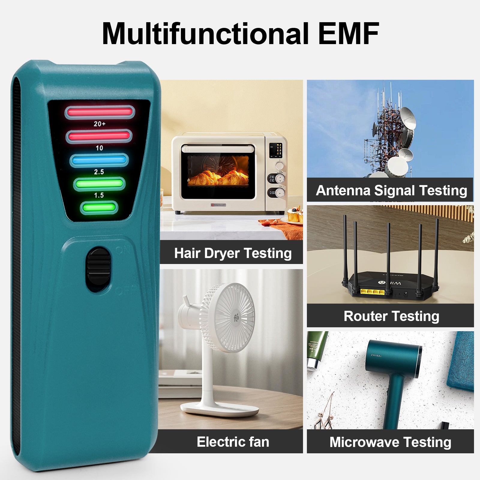 FS-2 Electric Magnetic Field Radiation Tester Portable 5 LED EMF Meter Detector - Cyan