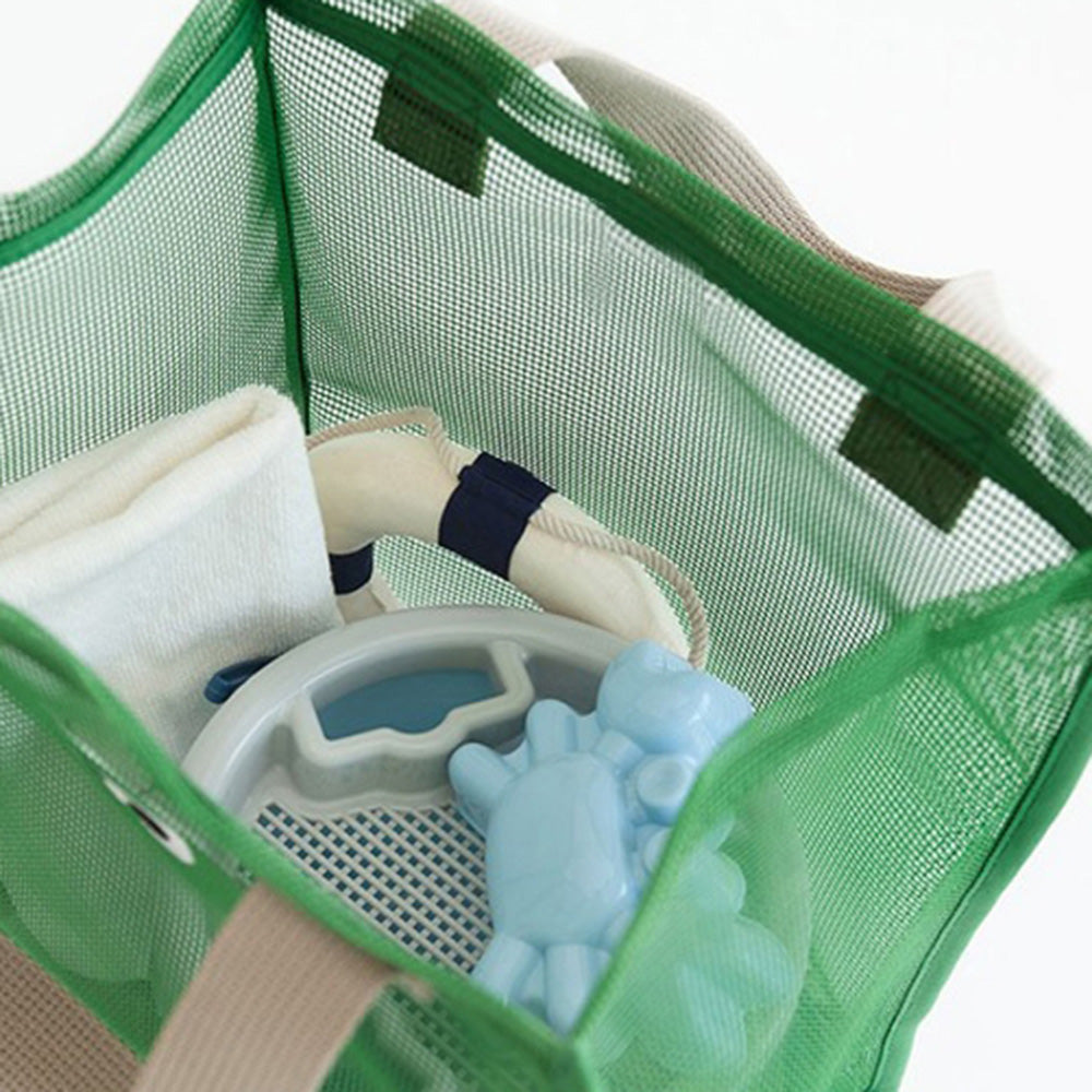 Polyester Mesh Toiletry Storage Bag Shampoo Handbag Shower Tote Bag - Green