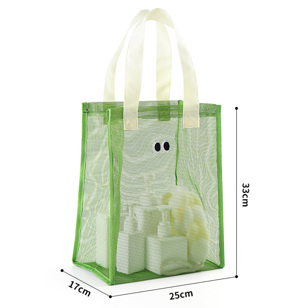 Polyester Mesh Toiletry Storage Bag Shampoo Handbag Shower Tote Bag - Green