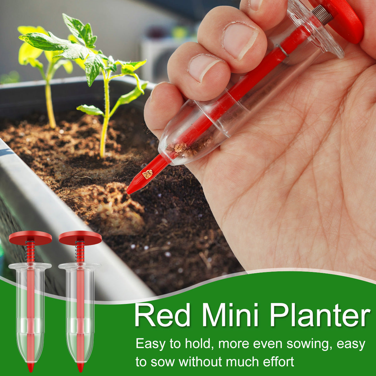 6Pcs / Set Plastic Seed Spreader Kit 5-Speed Round Planter Dibber Seed Dispenser - Red