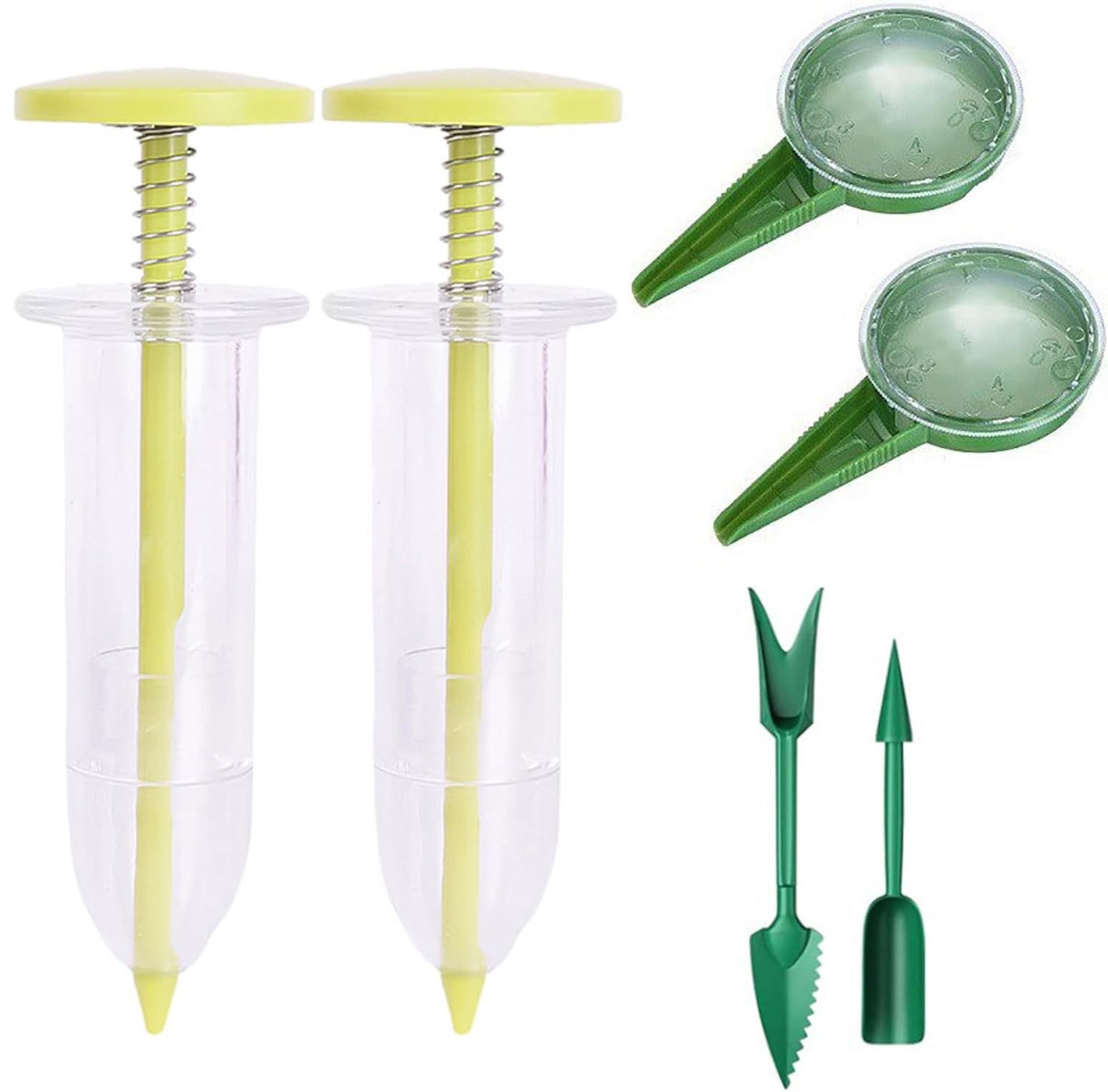 6Pcs / Set Plastic Seed Spreader Kit 5-Speed Round Planter Dibber Seed Dispenser - Yellow