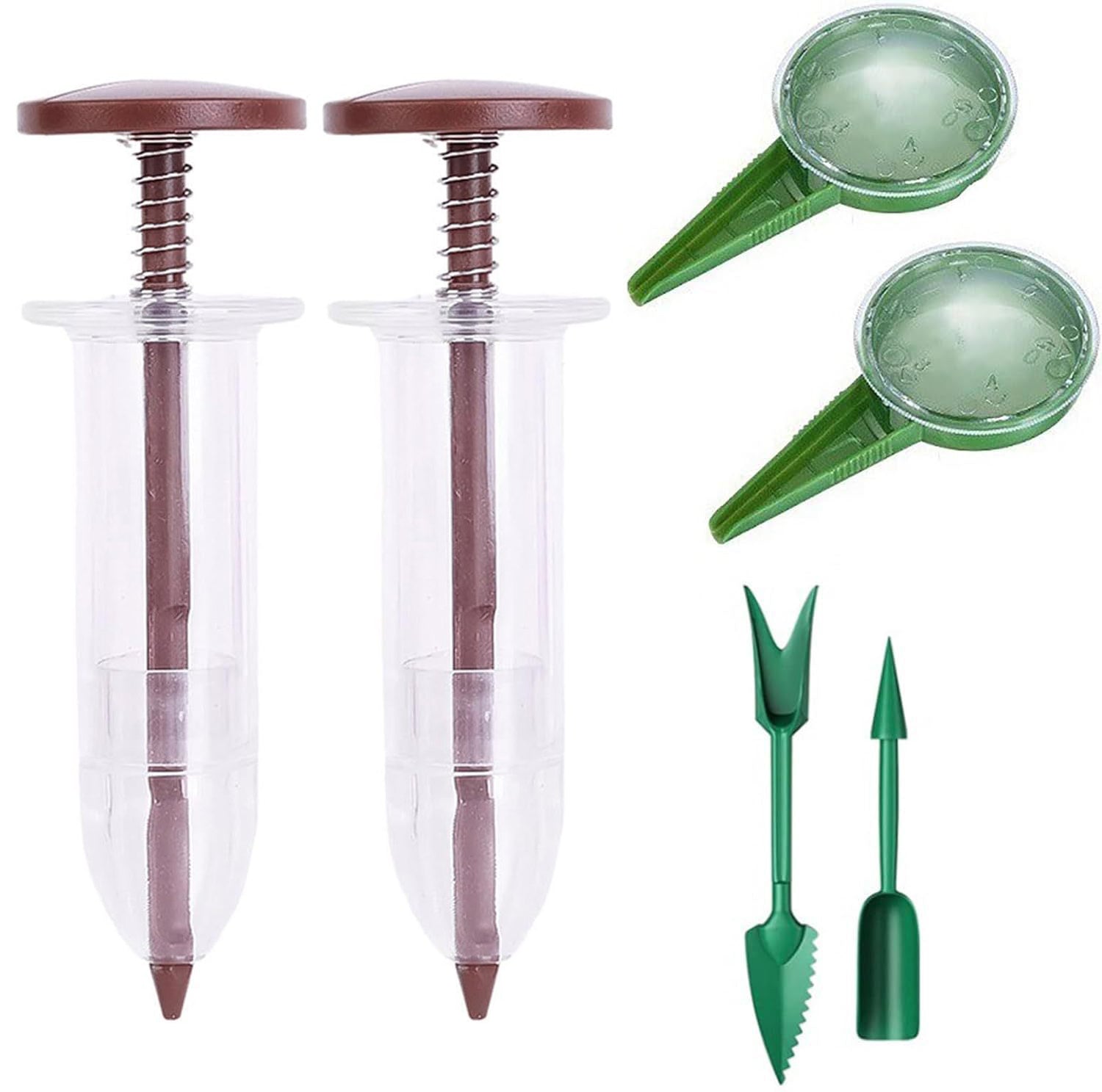 6Pcs / Set Plastic Seed Spreader Kit 5-Speed Round Planter Dibber Seed Dispenser - Coffee