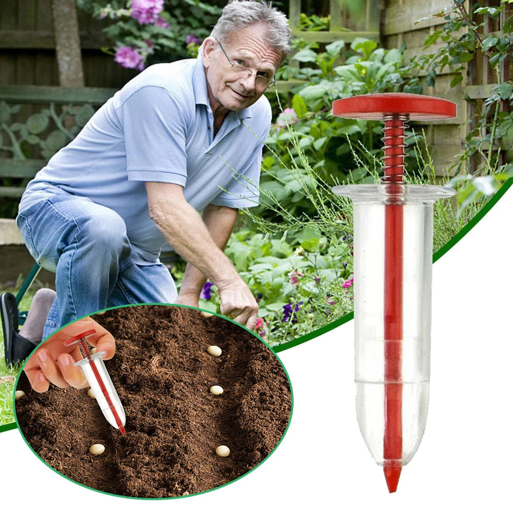 Seeds Dispenser Handheld Seed Planter Sowing Seeder Mini Hand Spreader, 10x3x3cm - Coffee