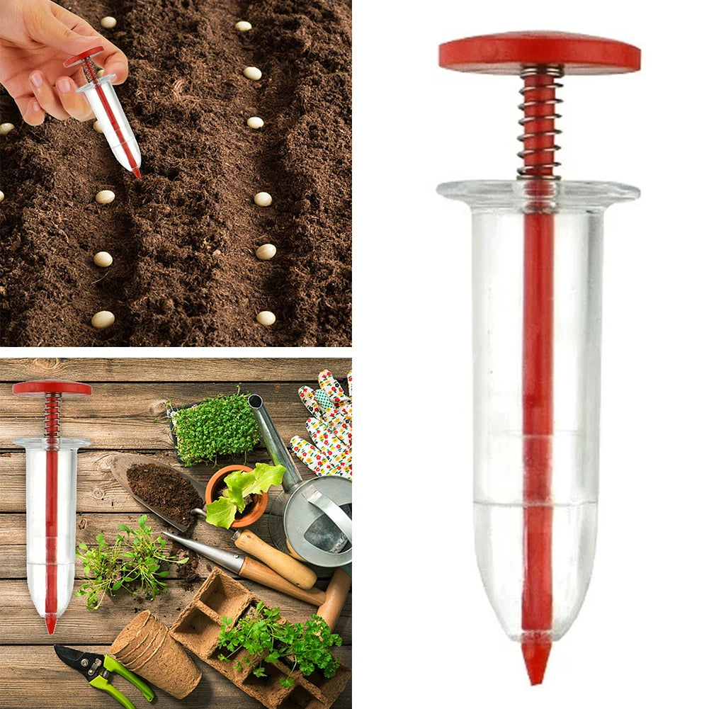 Seeds Dispenser Handheld Seed Planter Sowing Seeder Mini Hand Spreader, 10x3x3cm - Coffee