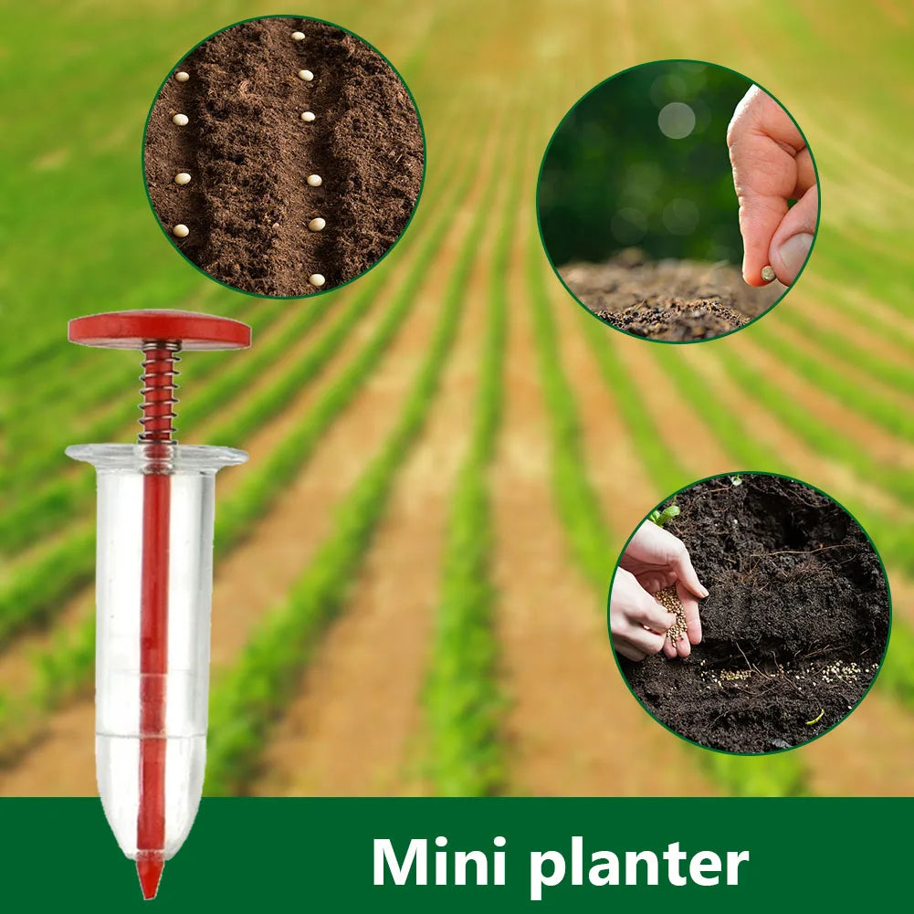 Seeds Dispenser Handheld Seed Planter Sowing Seeder Mini Hand Spreader, 10x3x3cm - Red