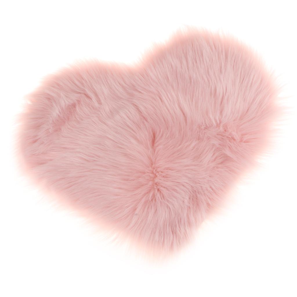 2Pieces 40x50cm Shaggy Heart Shape Area Rug Floor Carpet Mat Cushion Pad