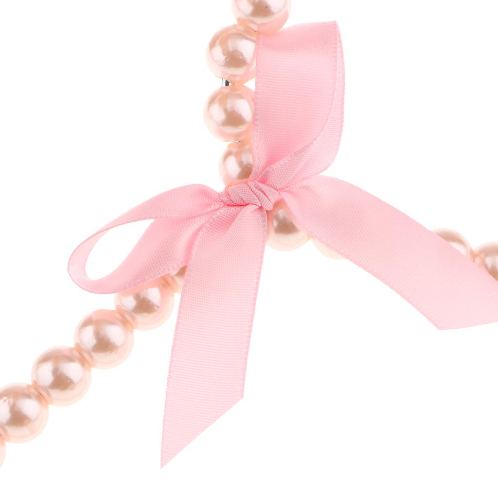 20cm Pearl Beaded Clothes Hanger Coat Dress Pants Hook Holder Pink 20pcs
