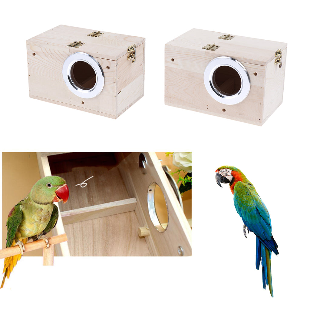 2pcs Pine Wood Bird Parrot Parakeet Cockatiel Nest Small Animals House