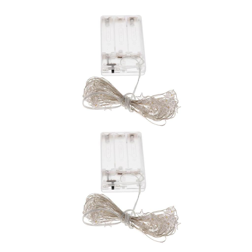 2 pcs Battery Powered Plastic Star Fairy Chain Lamp 5meter 50LED Warm White