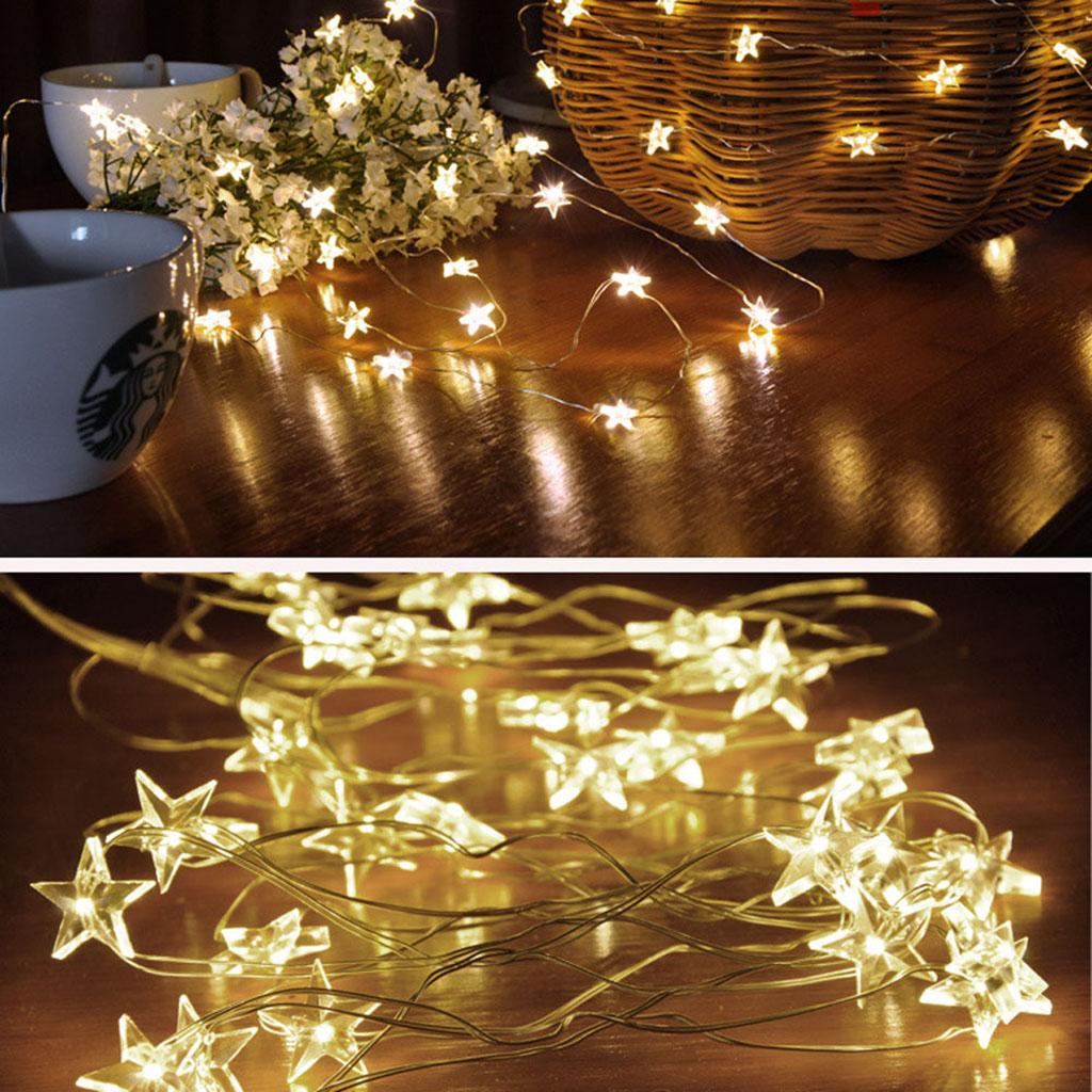 2 pcs Battery Powered Plastic Star Fairy Chain Lamp 5meter 50LED Warm White