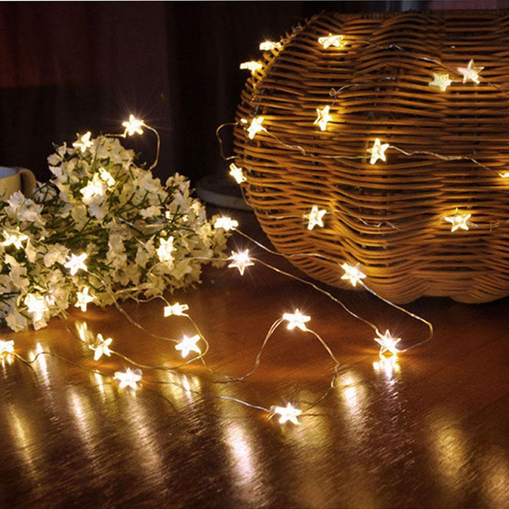 2 pcs Battery Powered Plastic Star Fairy Chain Lamp 5meter 50LED Warm White