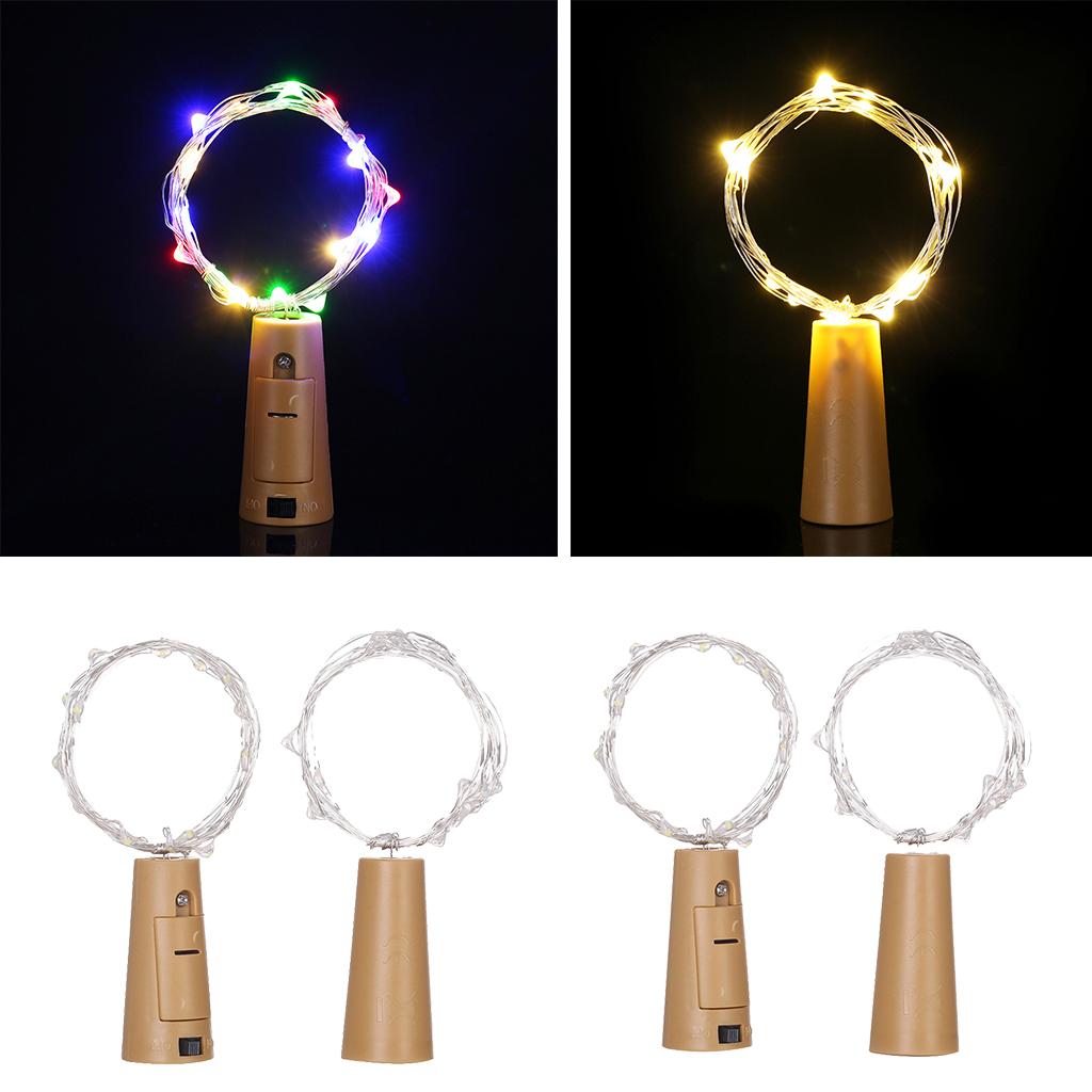 2Pcs Wine Bottle Cork Copper Wire Fairy String Lights 1m 10LED Colorful