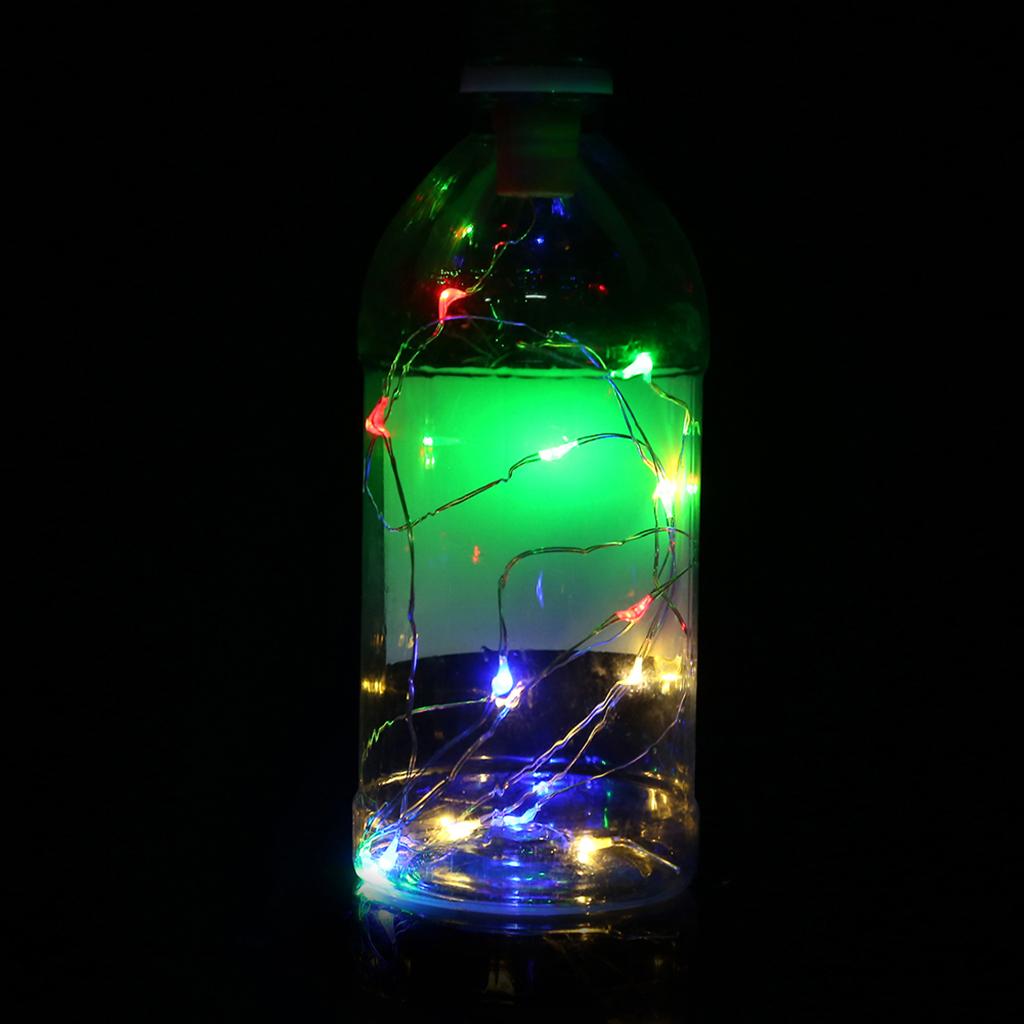 2Pcs Wine Bottle Cork Copper Wire Fairy String Lights 1m 10LED Colorful