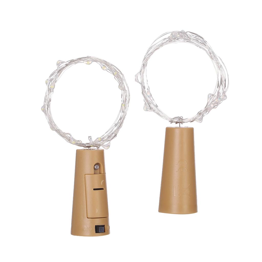 2Pcs Wine Bottle Cork Copper Wire Fairy String Lights 1m 10LED Colorful