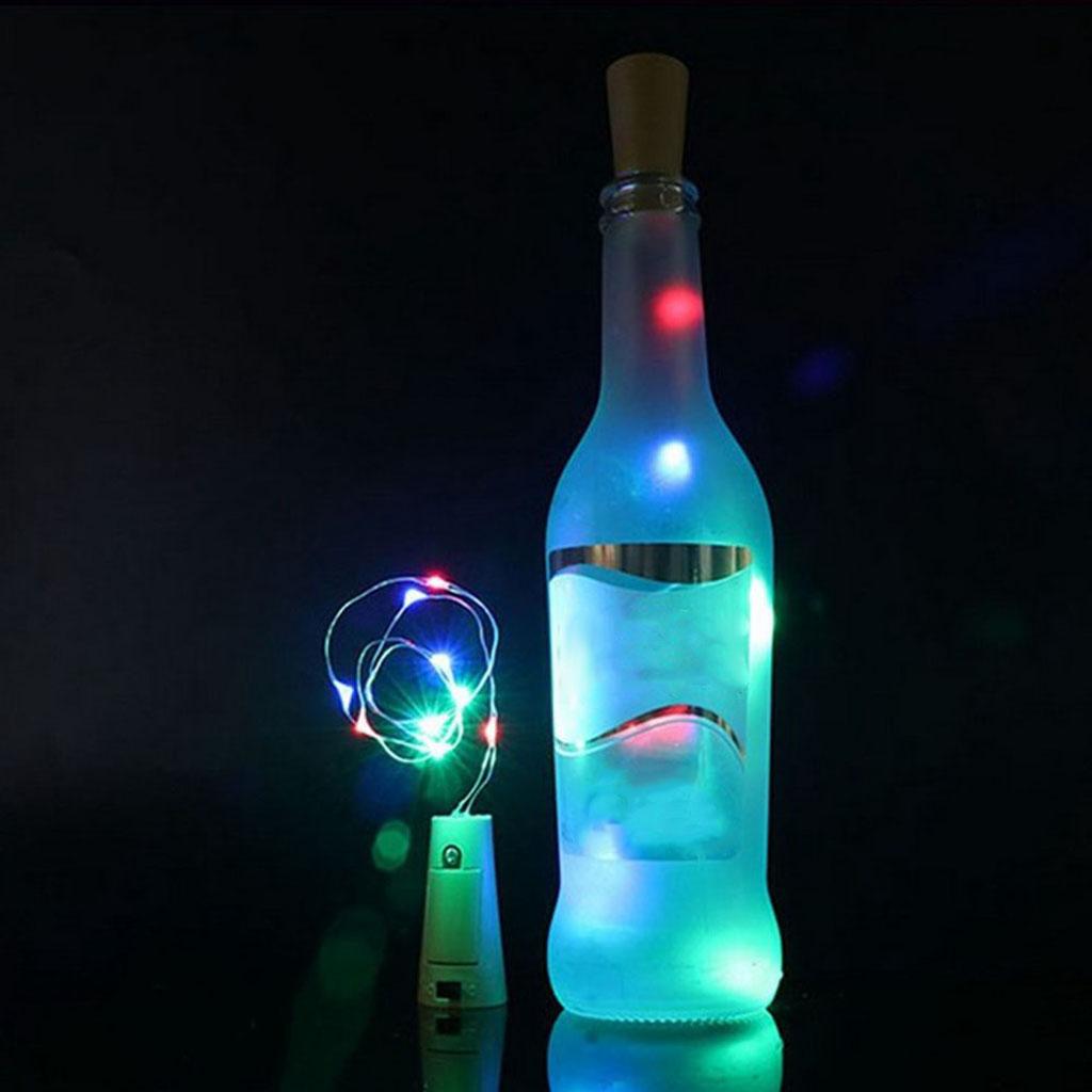 2Pcs Wine Bottle Cork Copper Wire Fairy String Lights 1m 10LED Colorful