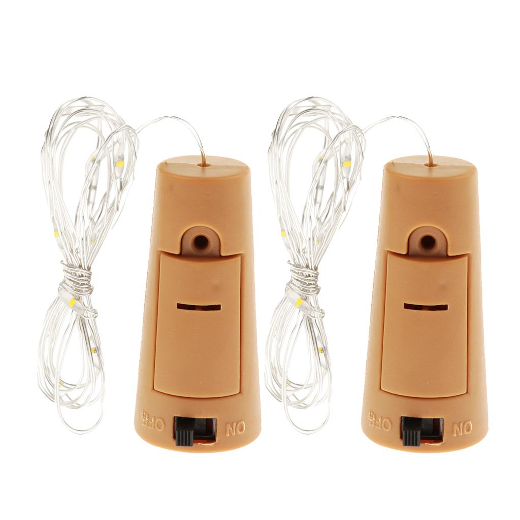 2Pcs Wine Bottle Cork Copper Wire Fairy String Lights 1m 10LED Warm White