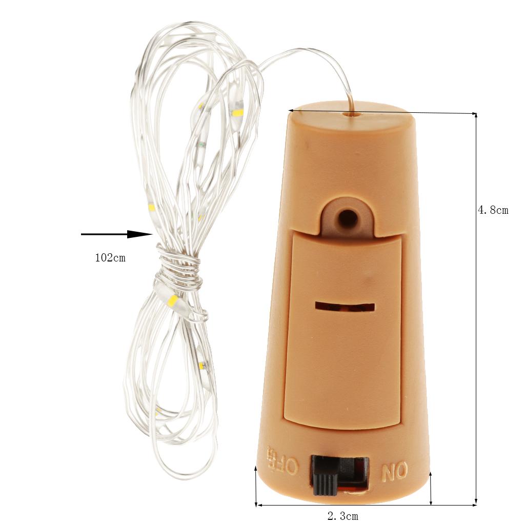 2Pcs Wine Bottle Cork Copper Wire Fairy String Lights 1m 10LED Warm White