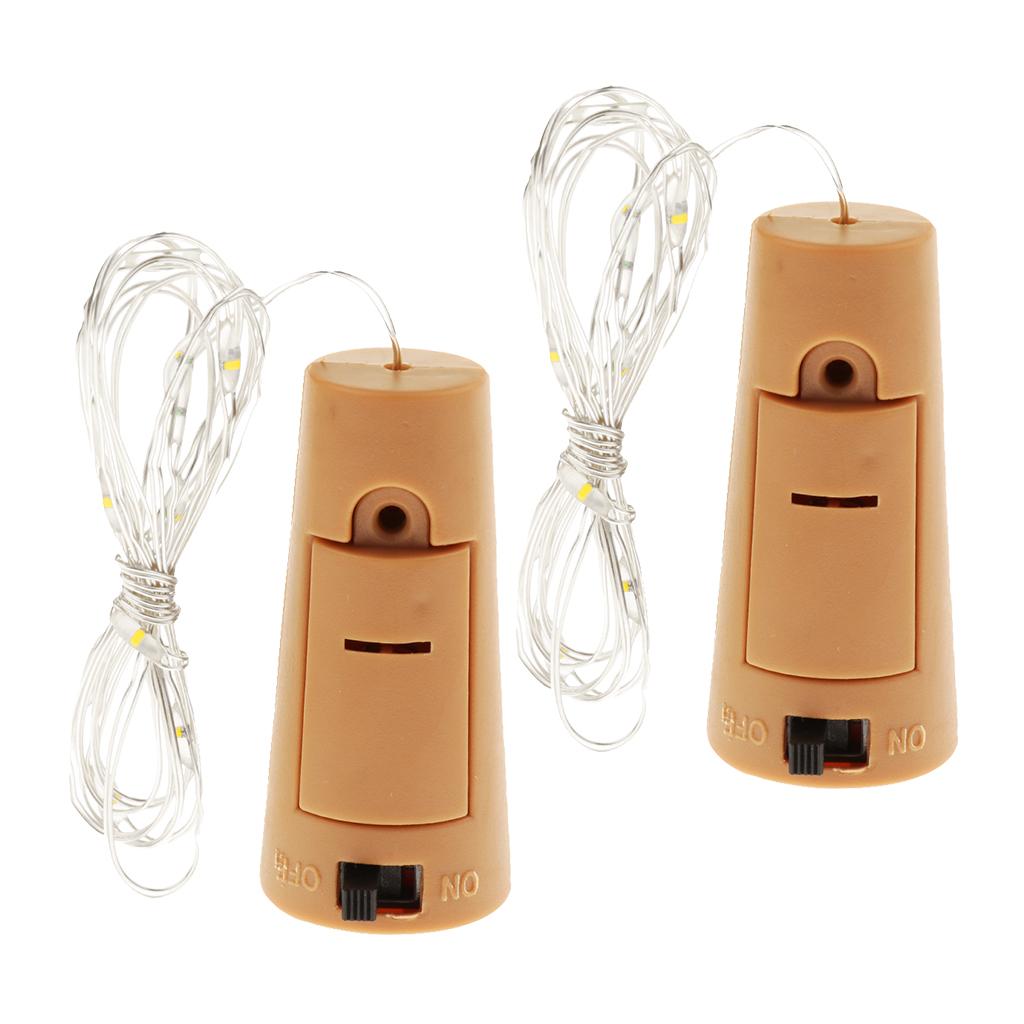 2Pcs Wine Bottle Cork Copper Wire Fairy String Lights 1m 10LED Warm White