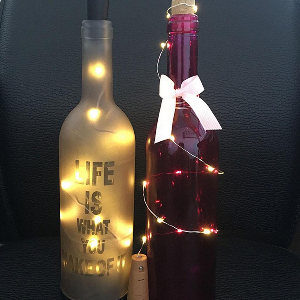 2Pcs Wine Bottle Cork Copper Wire Fairy String Lights 1m 10LED Warm White