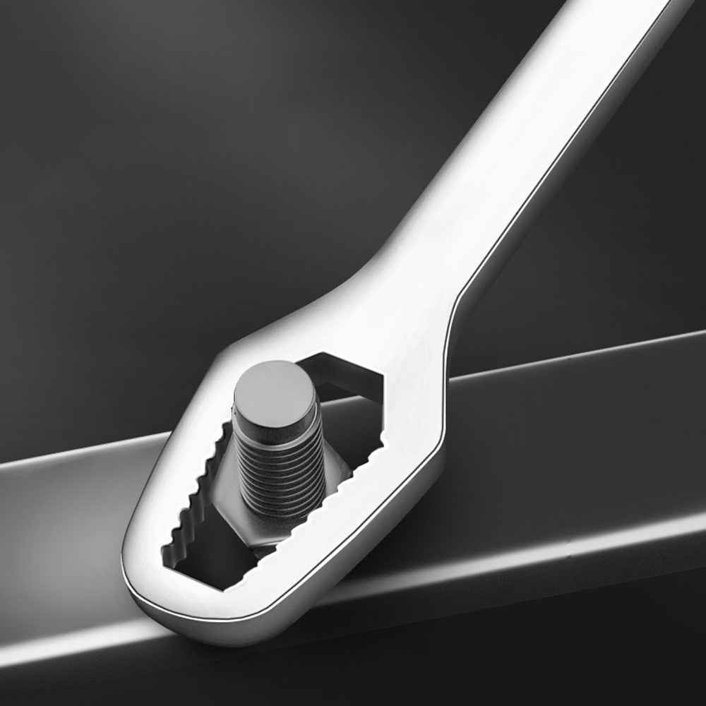 230mm Universal Torx Wrench 8-24mm Chrome Vanadium Steel Double-Head Self-Tightening Wrench - Black