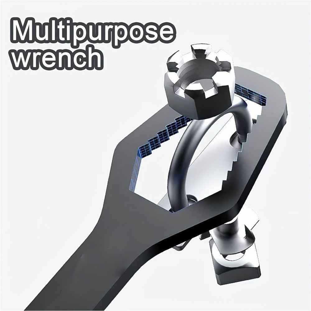 230mm Universal Torx Wrench 8-24mm Chrome Vanadium Steel Double-Head Self-Tightening Wrench - Black